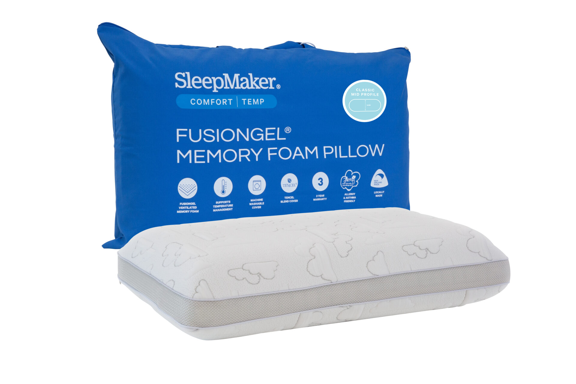 SleepMaker ComfortTemp FusionGel Pillow Mid Profile