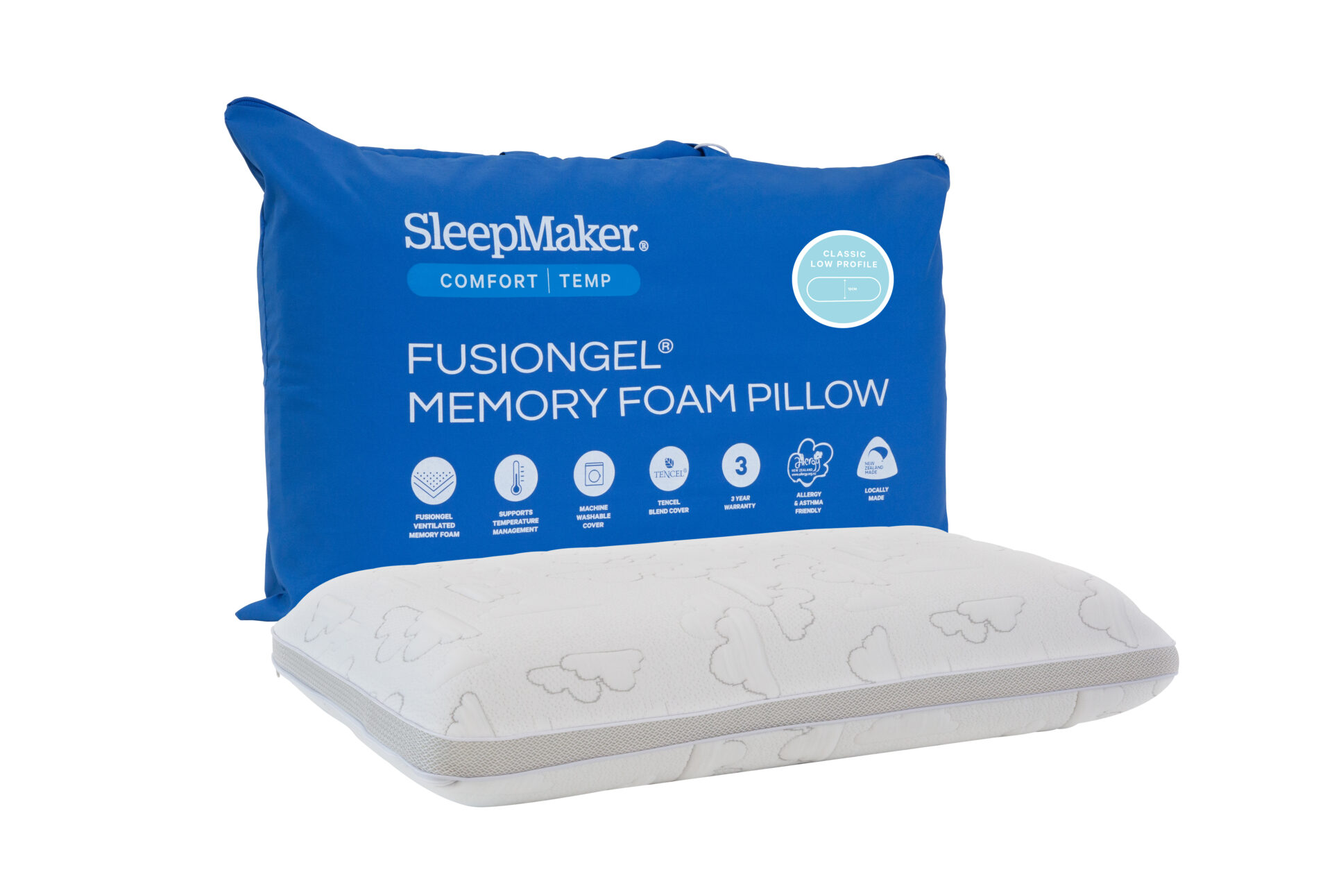 SleepMaker ComfortTemp FusionGel Pillow Low Profile