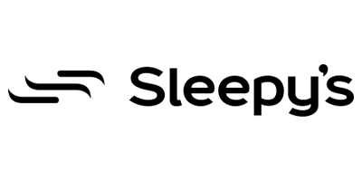 Black 'Sleepy's' logo on a white background
